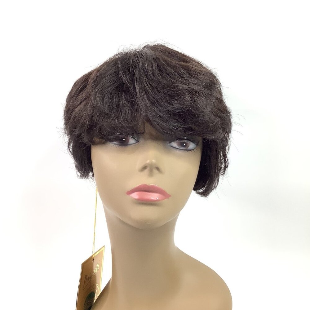 Private MH-1102 Wig 100% Human Hair Short Pixie Dark Brown Adjustable Cap